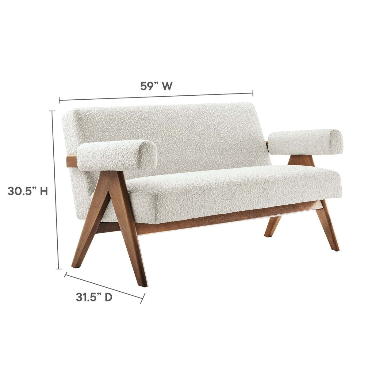 59 - Inch Lyra Boucle Fabric Upholstered Loveseat - Loveseats available at Alpine Outlets in Denver
