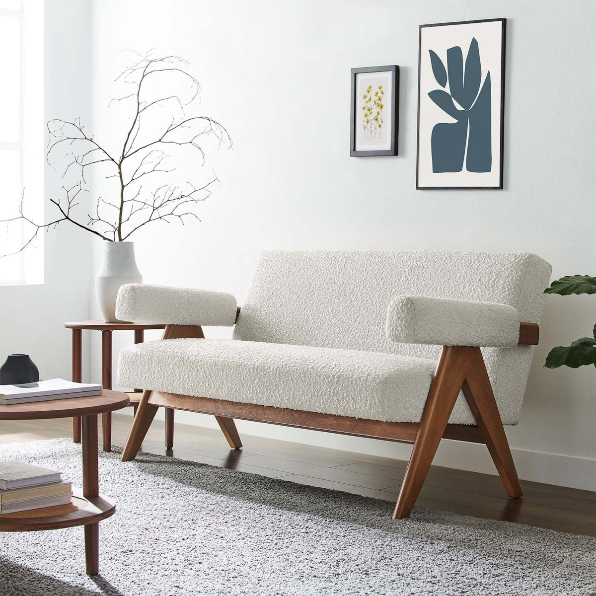 59 - Inch Lyra Boucle Fabric Upholstered Loveseat - Loveseats available at Alpine Outlets in Denver