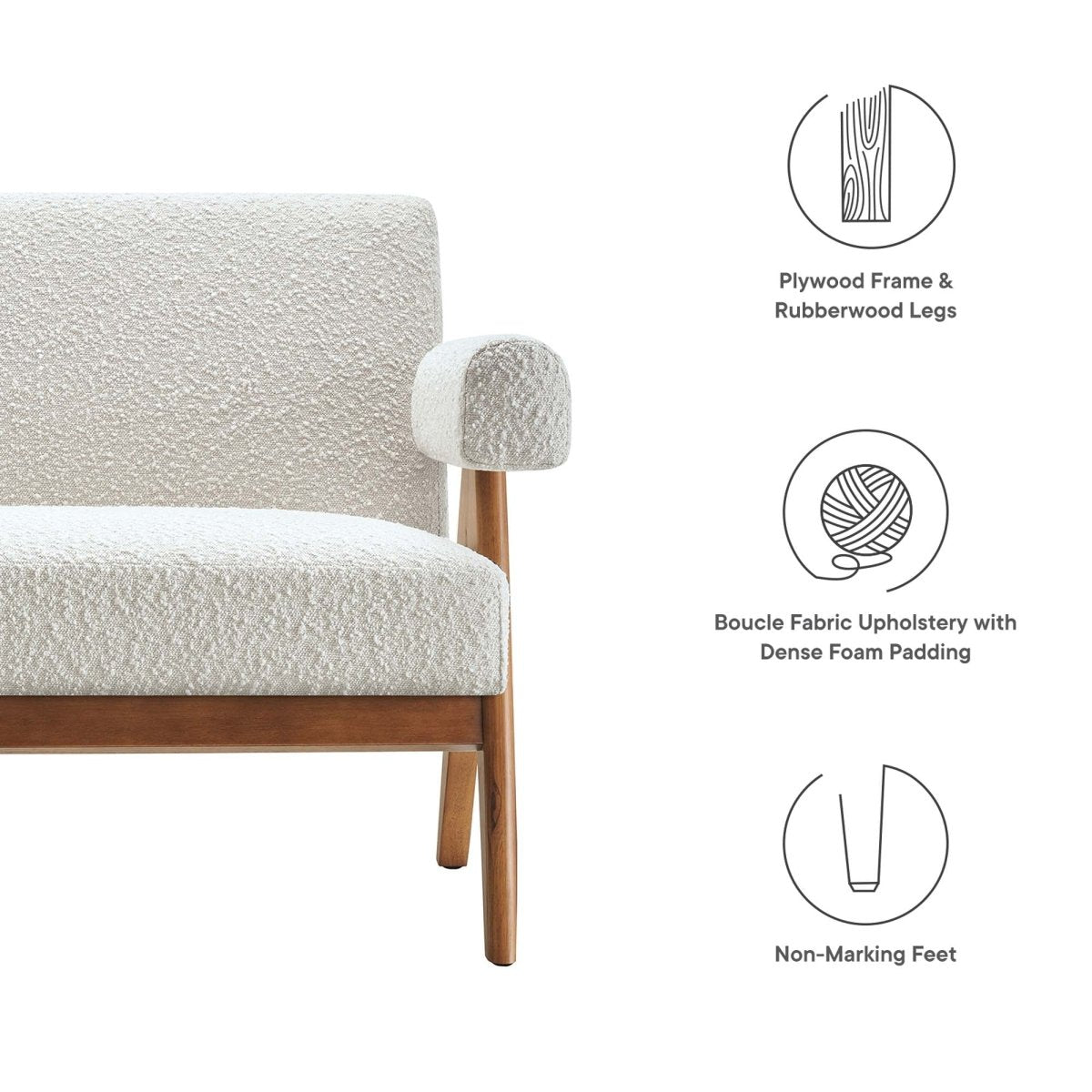 59 - Inch Lyra Boucle Fabric Upholstered Loveseat - Loveseats available at Alpine Outlets in Denver