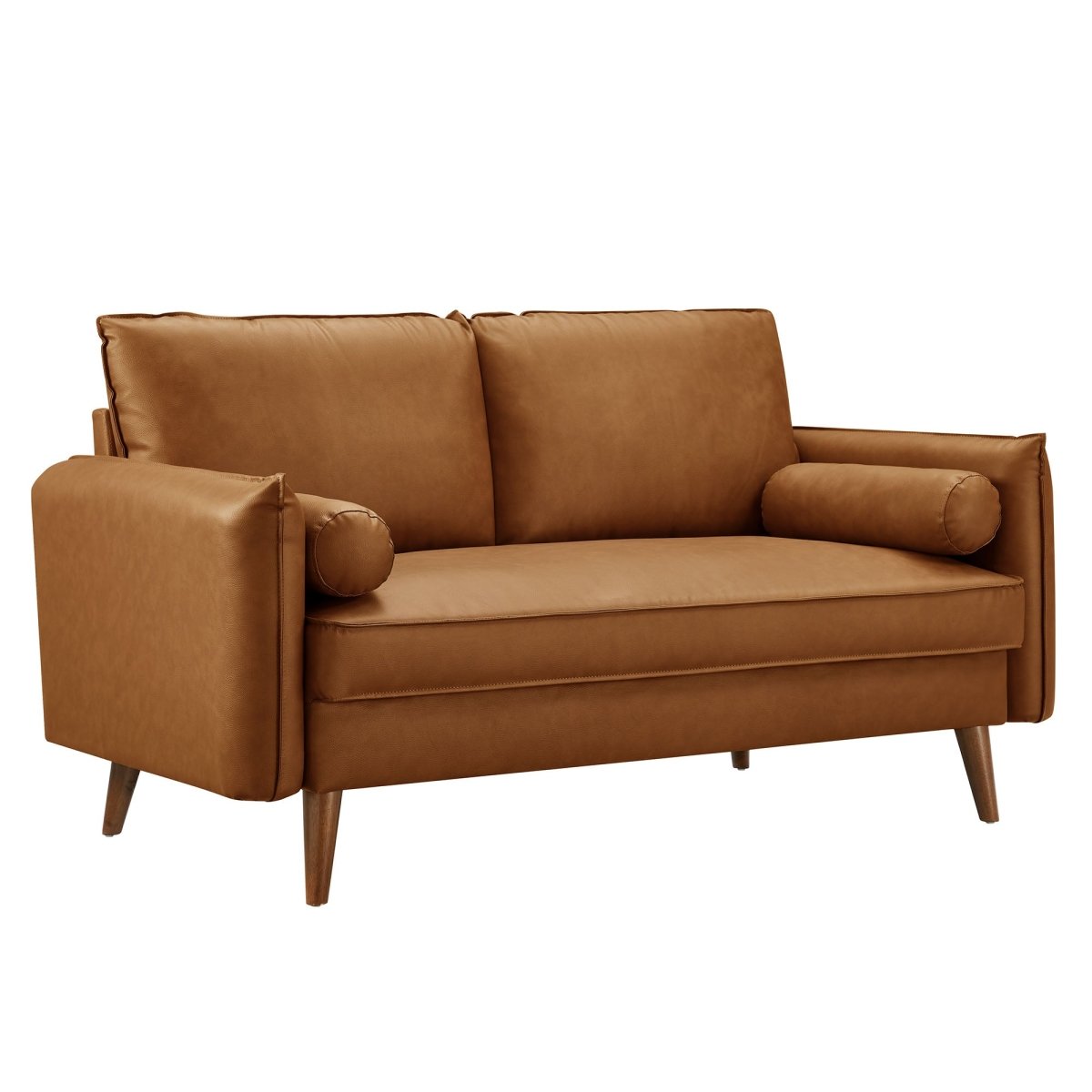 59 Inch Mid - Century Modern Upholstered Vegan Leather Loveseat - Loveseats available at Alpine Outlets in Denver