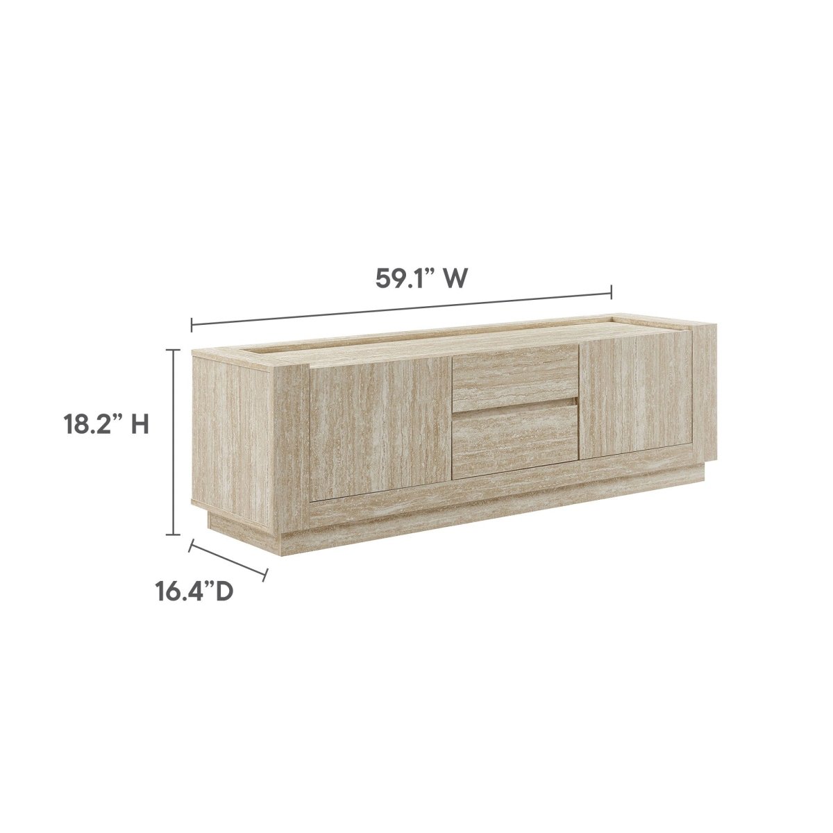 59 Inch Modern Travertine TV Stand in Travertine - TV Stands available at Alpine Outlets in Denver