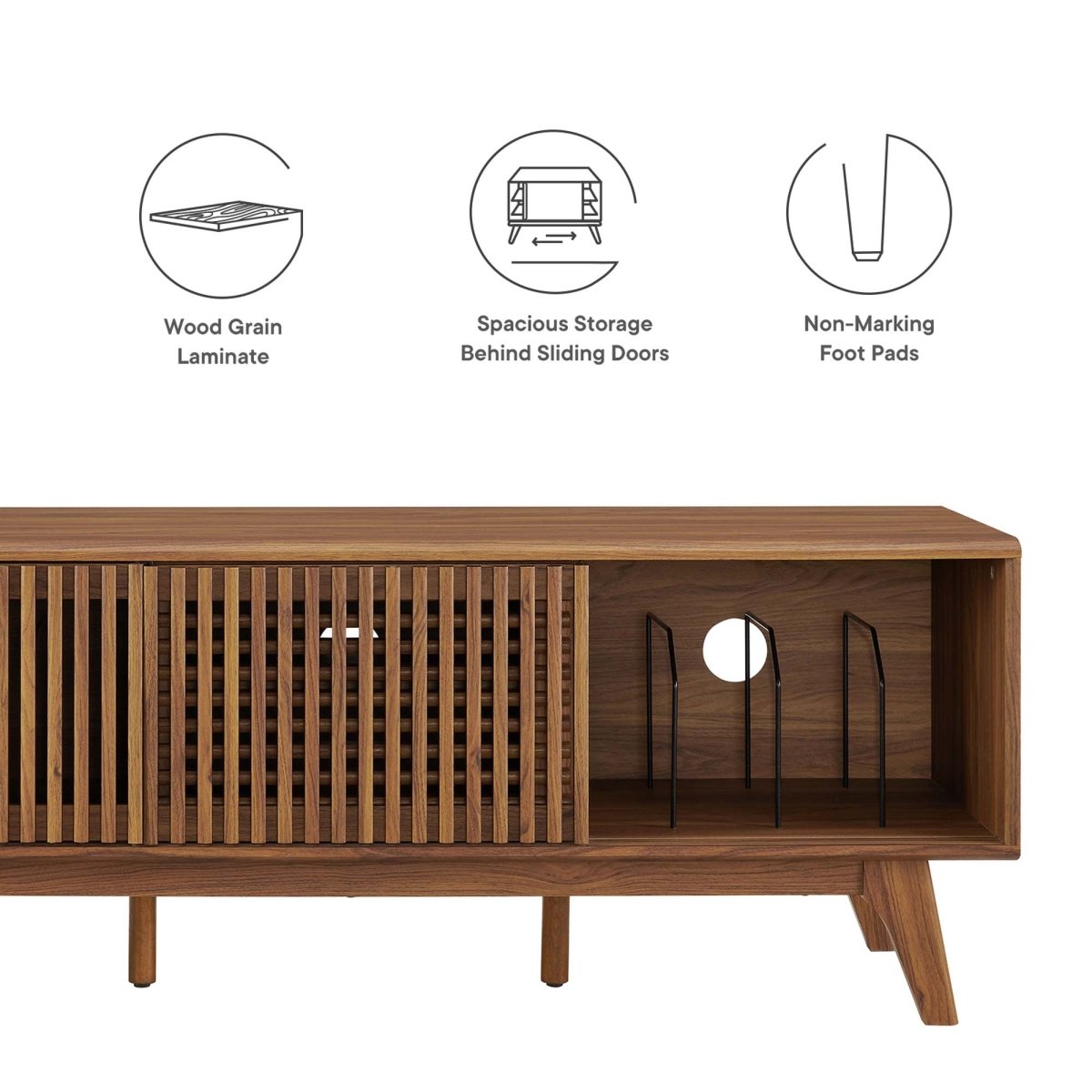 59 Inch Sleek Slatted TV Stand - TV Stands available at Alpine Outlets in Denver