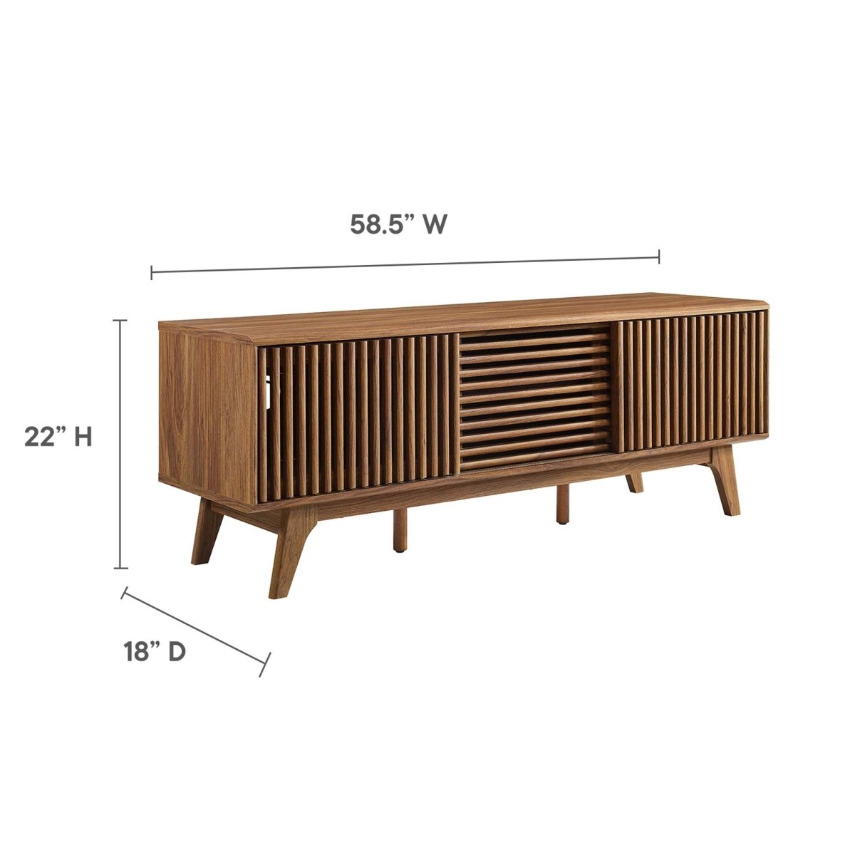 59 Inch Sleek Slatted TV Stand - TV Stands available at Alpine Outlets in Denver