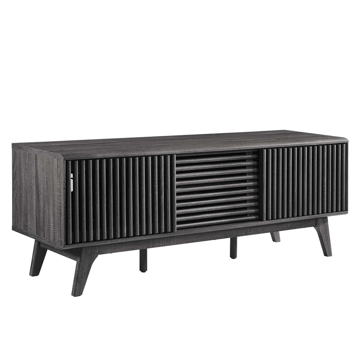 59 Inch Sleek Slatted TV Stand - TV Stands available at Alpine Outlets in Denver