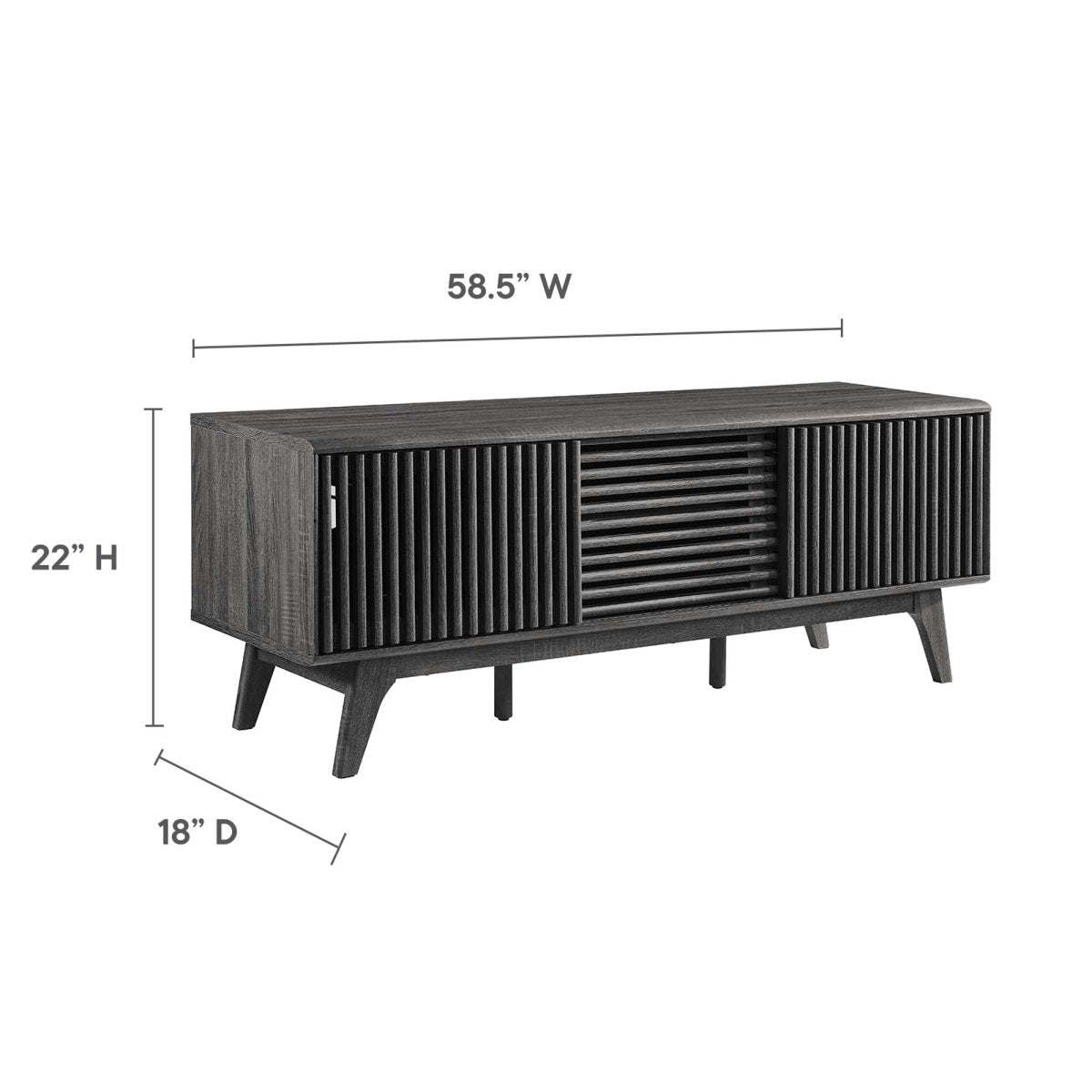 59 Inch Sleek Slatted TV Stand - TV Stands available at Alpine Outlets in Denver