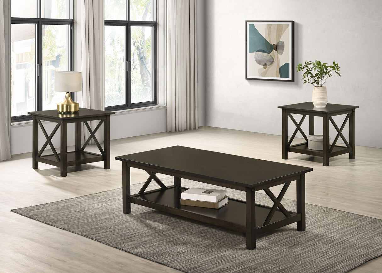Rachelle 3-Piece Coffee Table Set, Dark Merlot