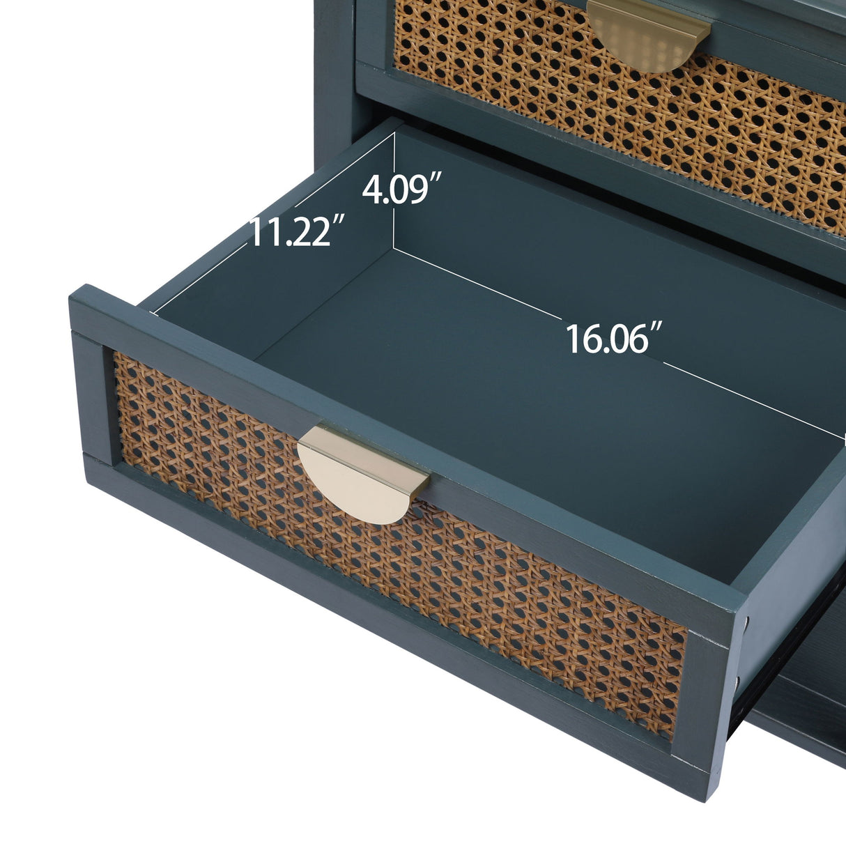 2 Drawer Side Table, Natural Rattan