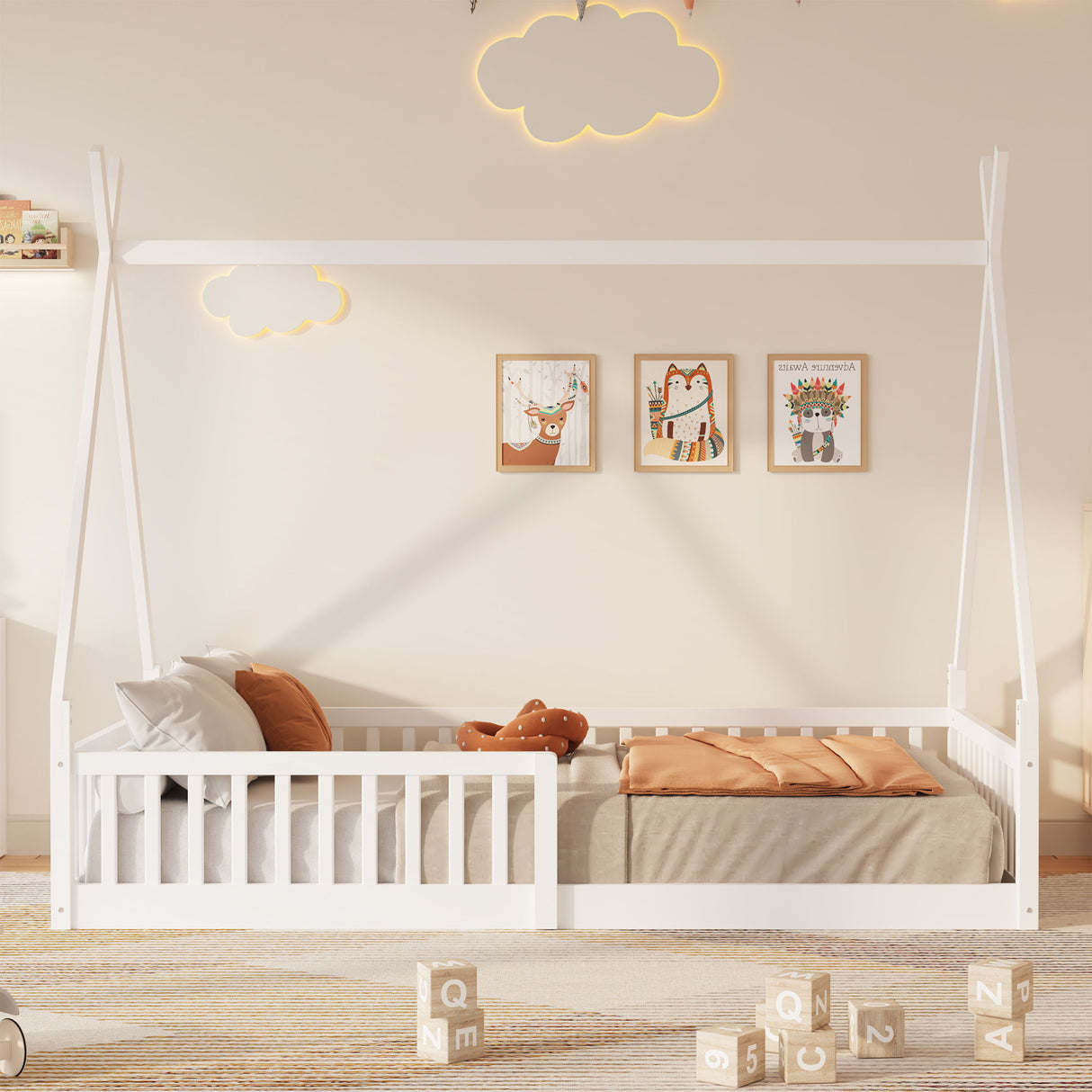House Shaped Design Bed With Fence