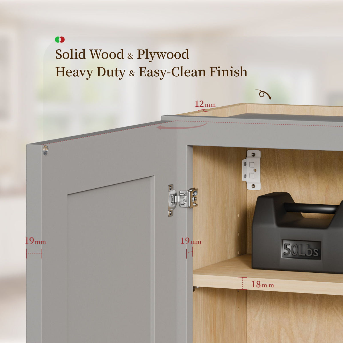 Shaker Wall Cabinet With Soft Close Hinges, Adjustable Shelves, Double Door
