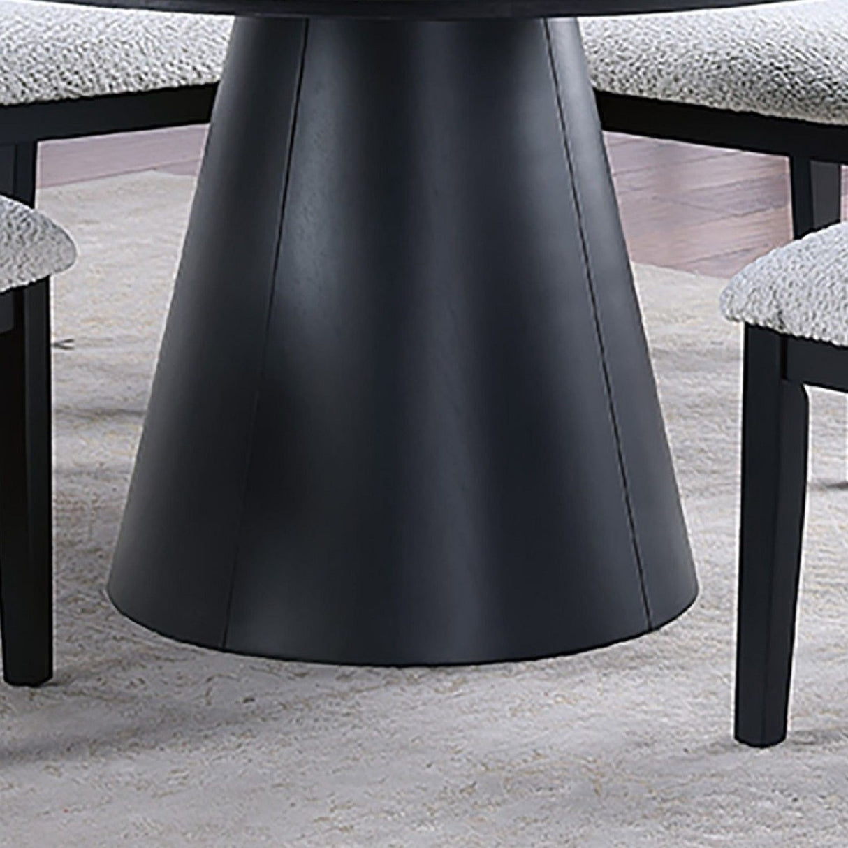 5 Piece Round Dining Set With With Chairs - Black / White