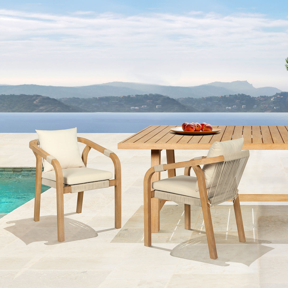 Cypress - Outdoor Patio Dining Chair (Set of 2) - Blonde Eucalyptus / Ivory