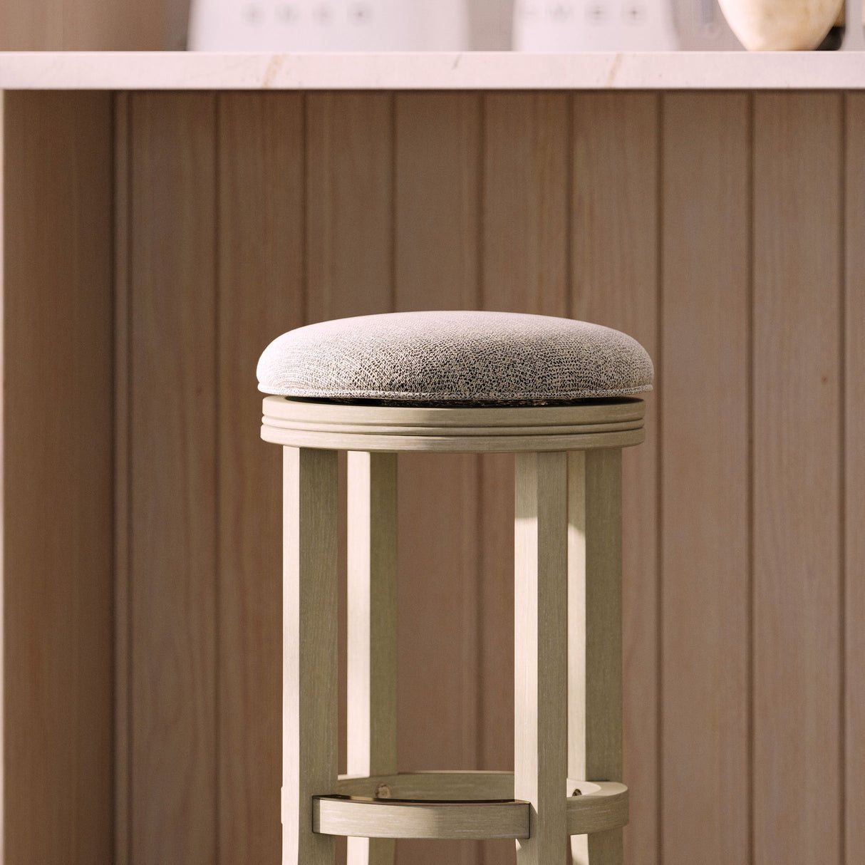 Backless Swivel Stool With Upholstered Seat