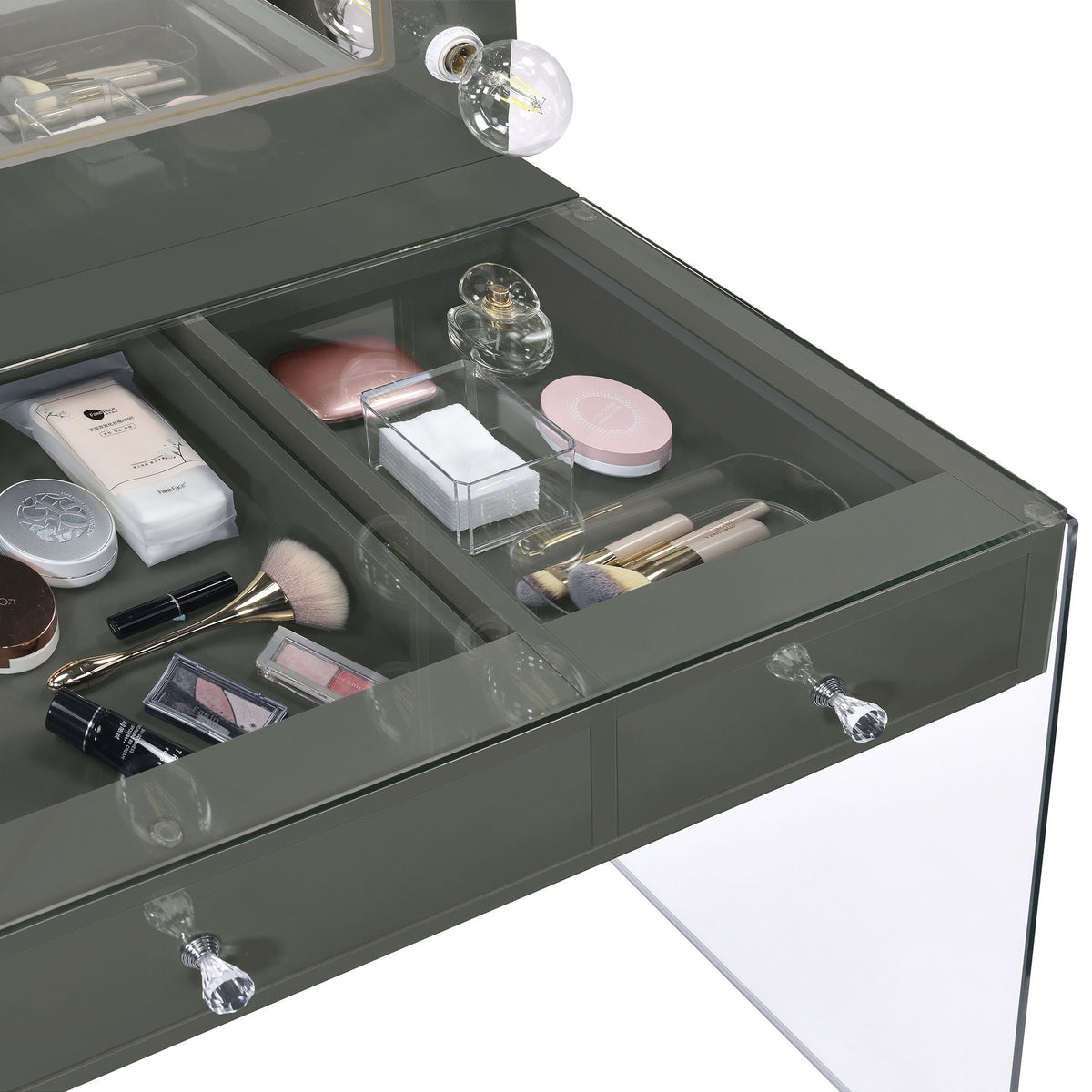 Katelyne - 3 Drawer Vanity Set With Mirror - Gray