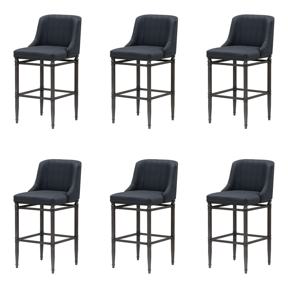 Marvin - Steel Frame Faux Leather Upholstered Bar Height Barstool