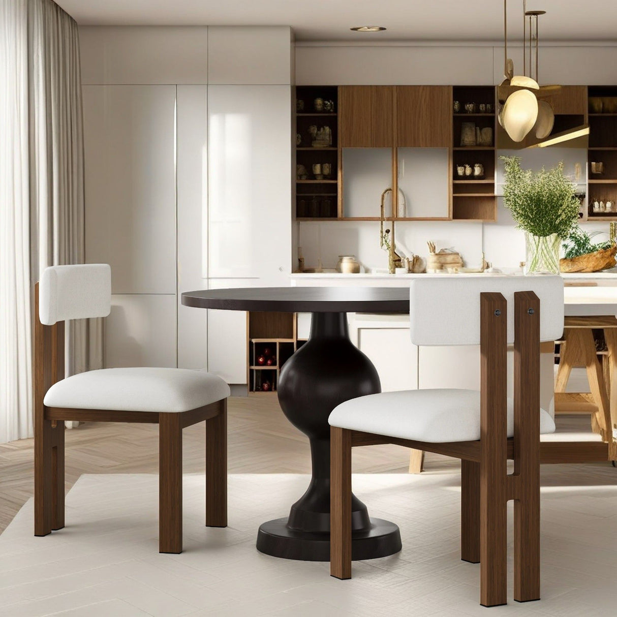 Modern Upholstered Armless Dining Chairs With Metal Legs