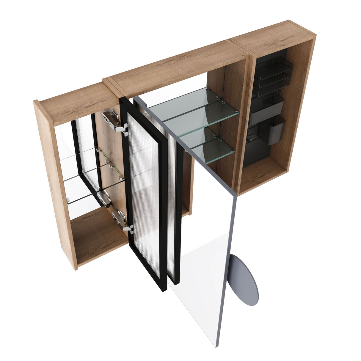 Wall Mounted Bathroom Cabinet, Adjustable Shelves Storage Cabinet - Imitative Oak