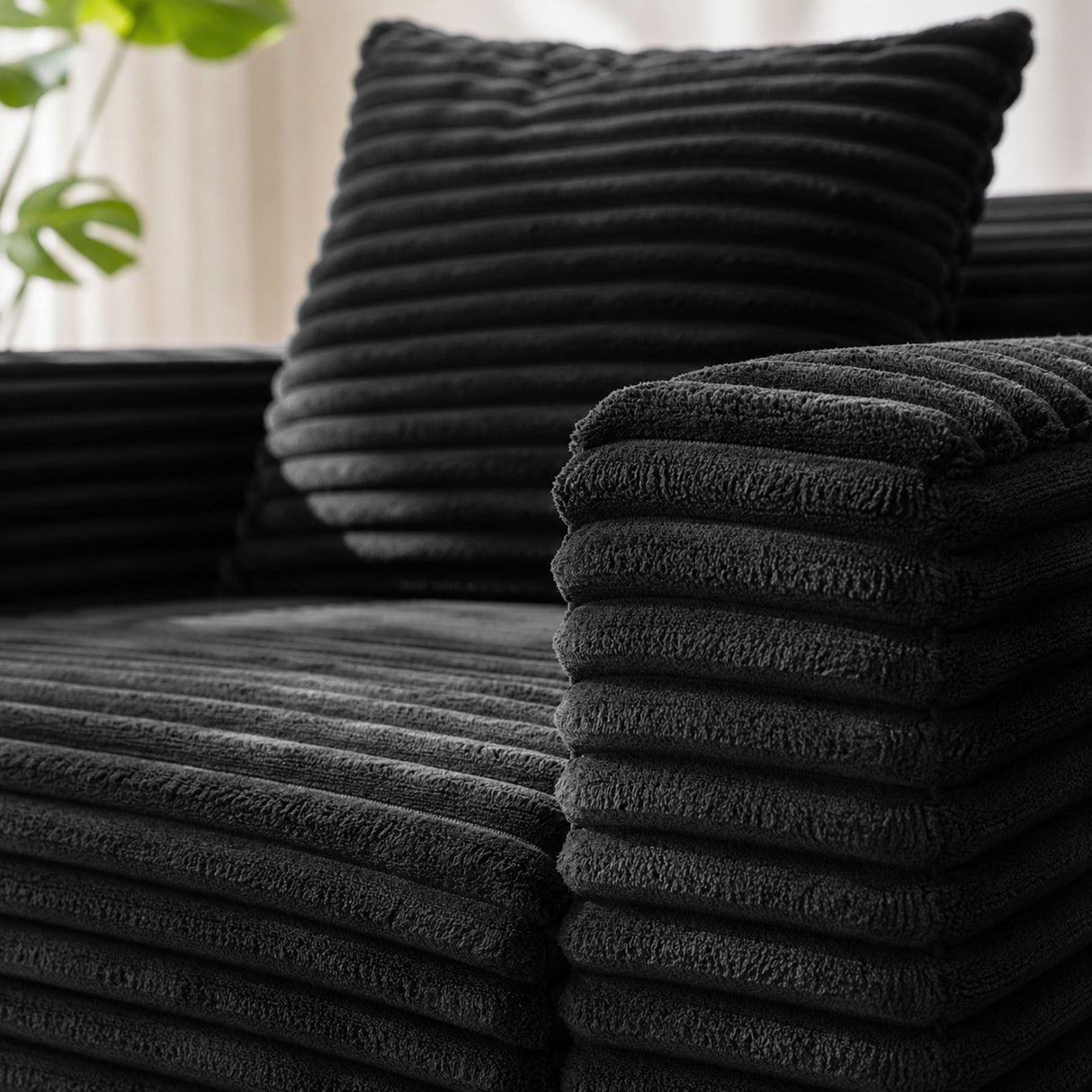 Soft Striped Convertible Sofa Bed, Dual Use Lounge Couch With Cup Holders And Pillows