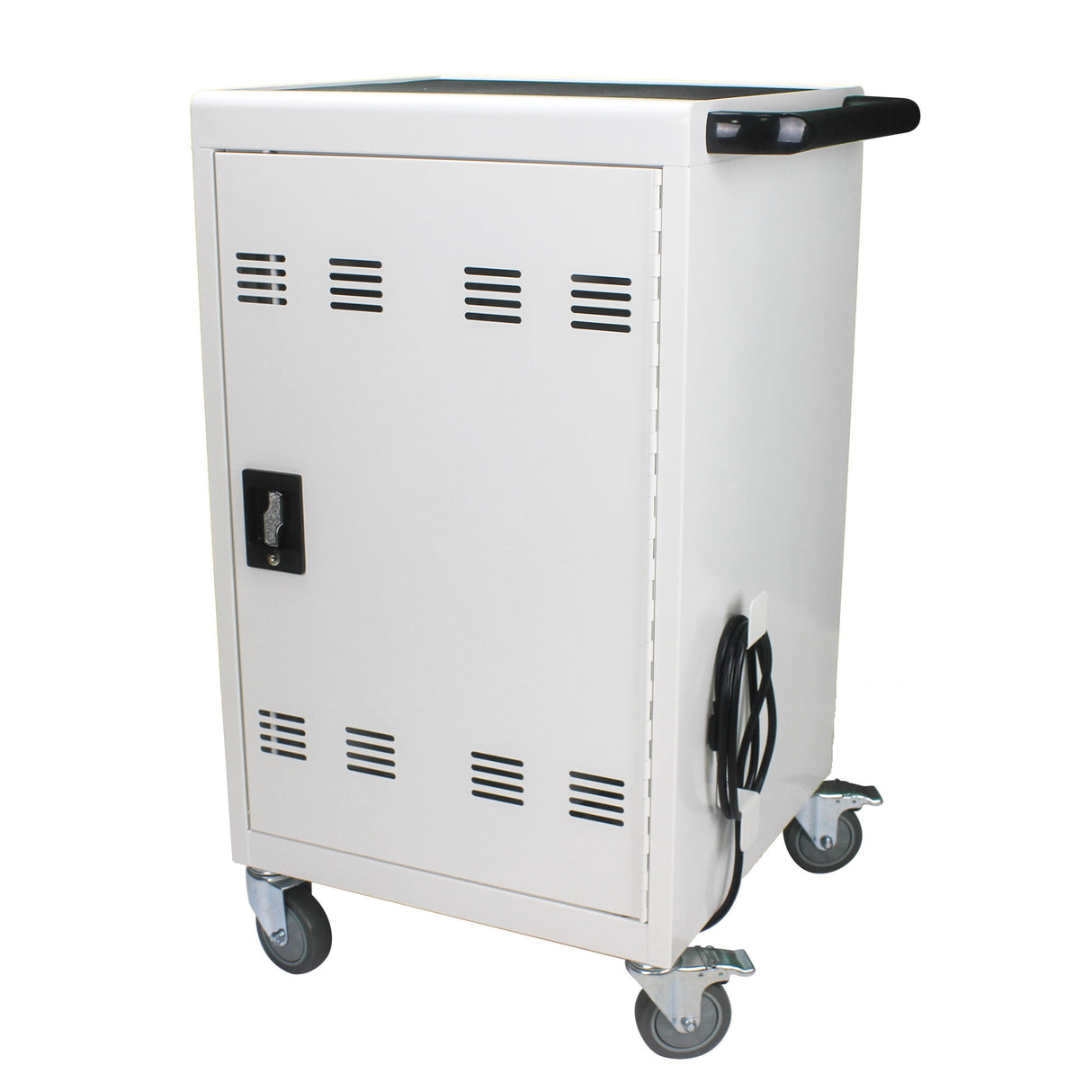 Mobile Charging Cart And Cabinet For Tablets Laptops 30 Device With Combination Lock - Antique White