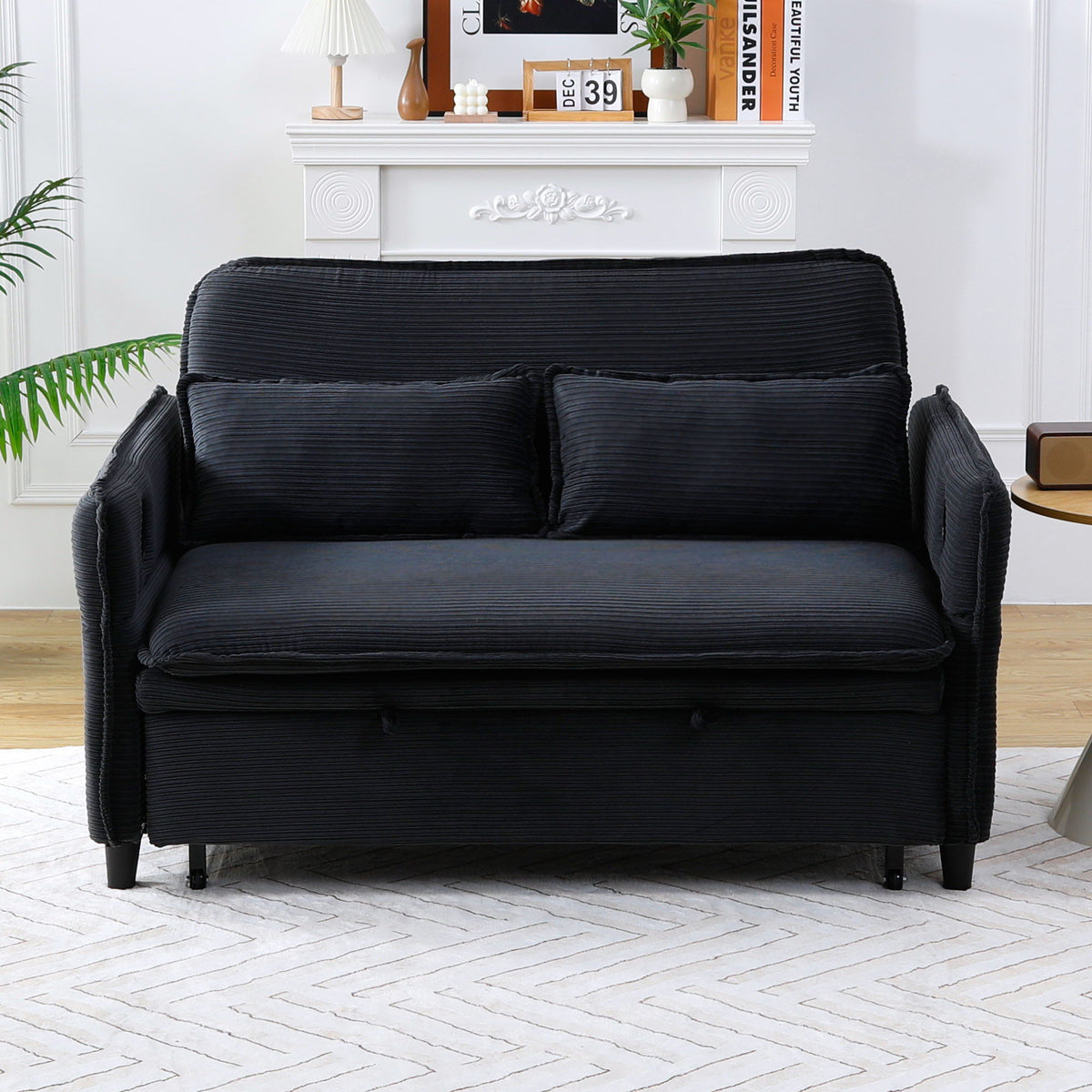 Modern Fabric Multi-Functional Sofa Bed With Adjustable Armrests And Backrests