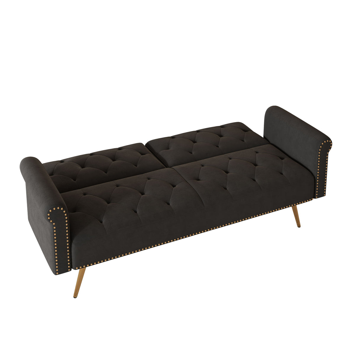 Luxurious Sofa Bed With Nail Head Trim And Matching Pillow