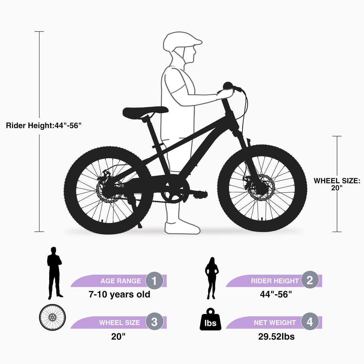 Zukka - 20" Mountain Bike With Adjustable Saddle And Suspension Fork