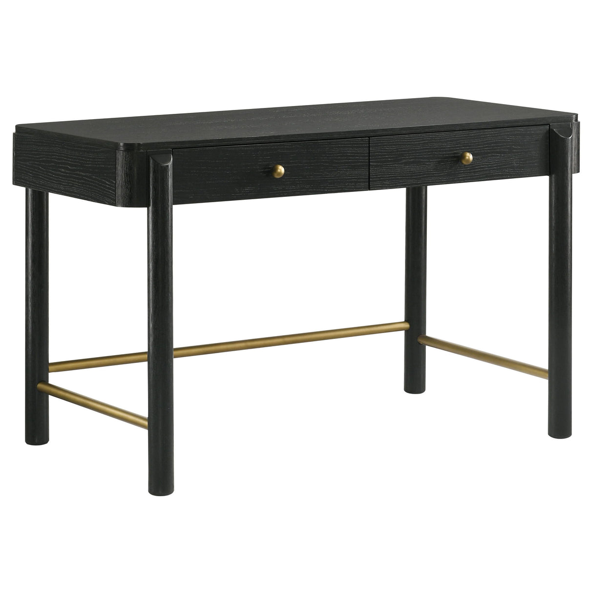 Anser - 2 Drawer Vanity Desk Makeup Table Rounded Design - Black