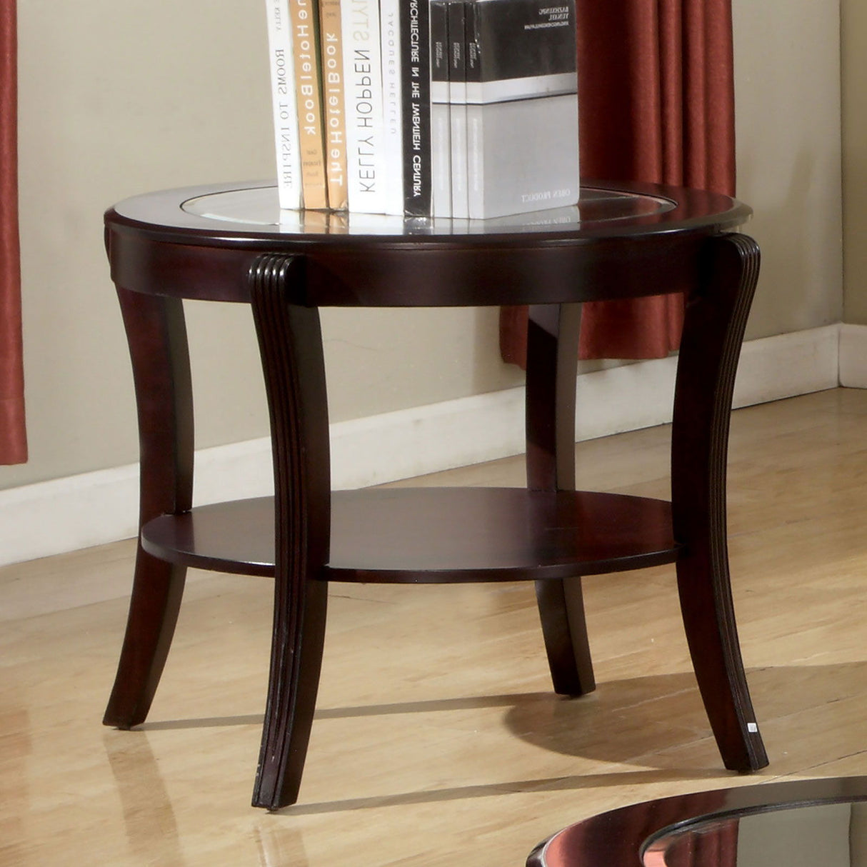 Contemporary Table With Open Lower Shelf