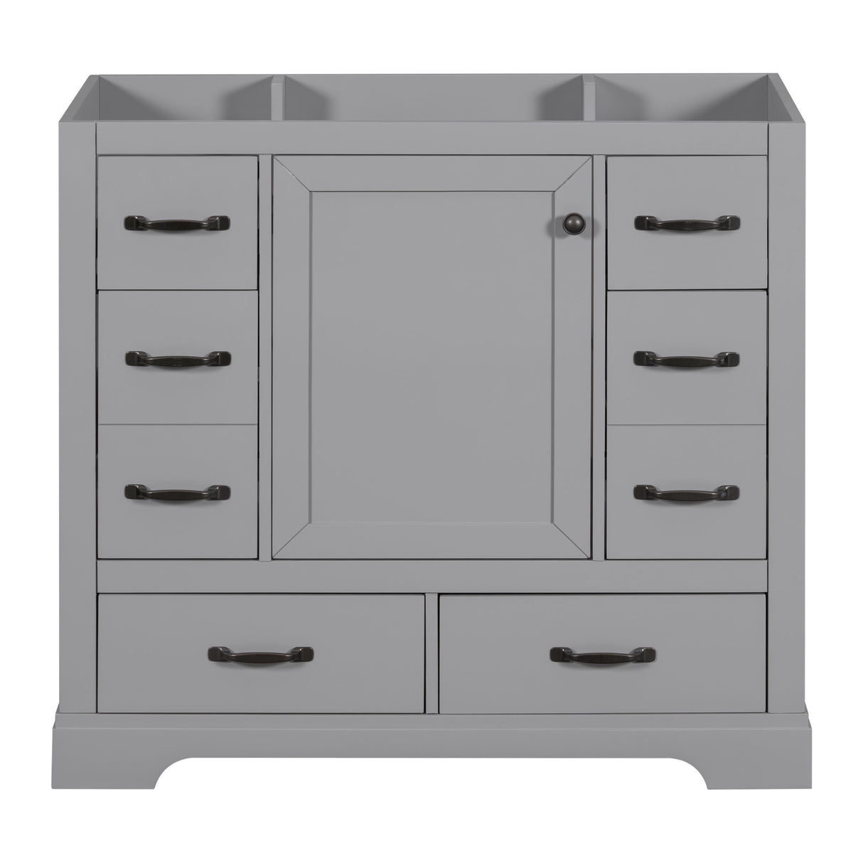 Modern Bathroom Vanity Base Only, 6 Drawer Storage With Adjustable Shelf