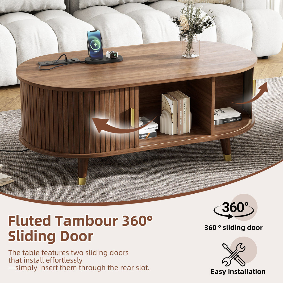 TV Stand & Coffee Table Set With Charging Station