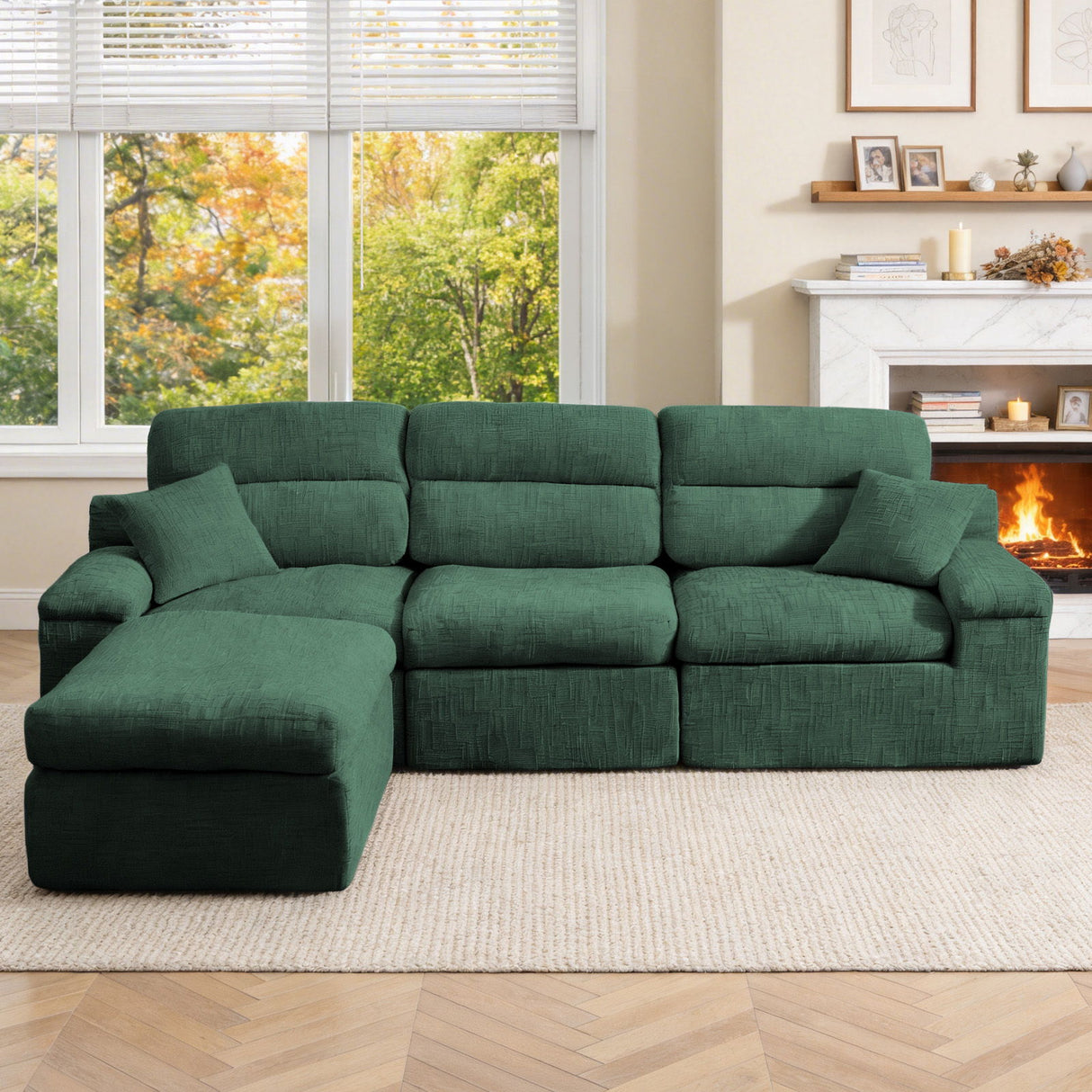 Corner Chaise Sofa With High Backrest