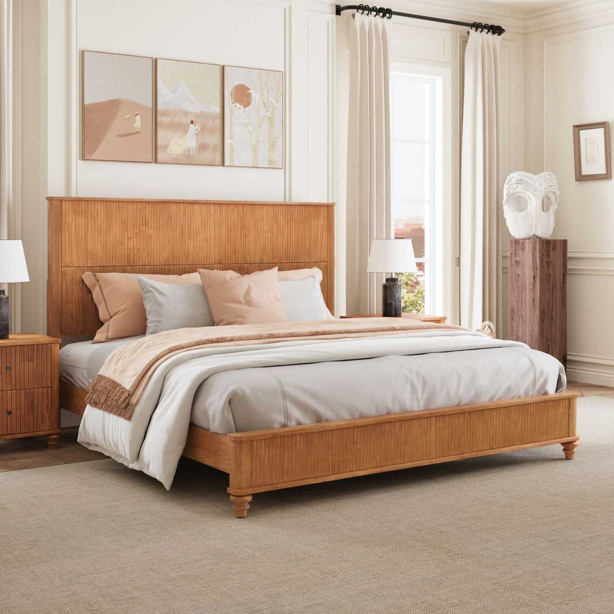 Platform Bed Frame & Tall Headboard
