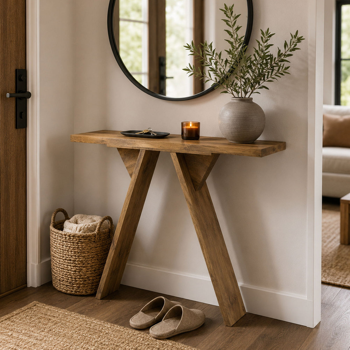 Console Table With V - Shaped Base