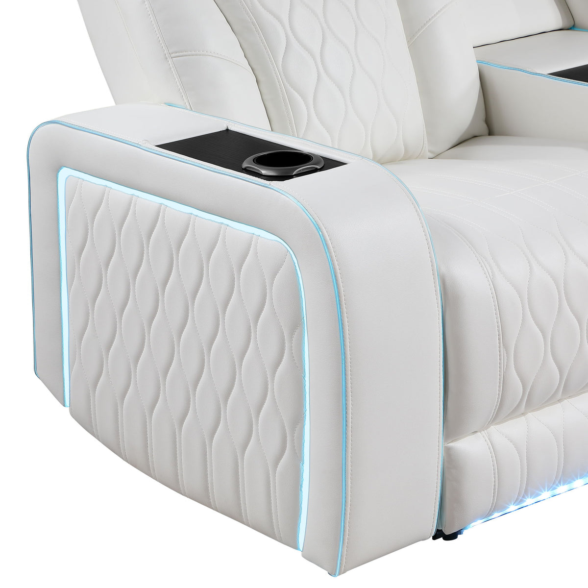 Electra - Power Recliner Sectional Sofa With Power Headrests, Console Loveseats, Wedge, LED Light Strip, Speakers