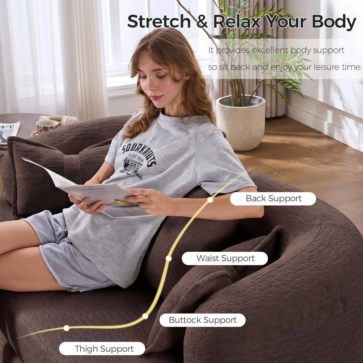 Foldable Sofa Bed, Boneless Couch Convertible Sleeper With 4 Pillows