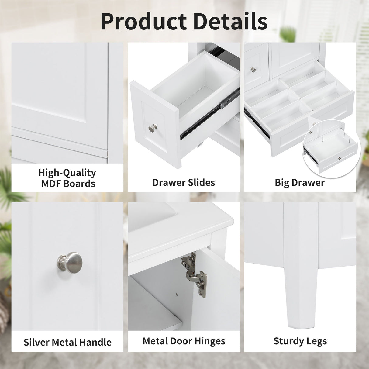Modern Bathroom Vanity With Storage, Adjustable Shelf