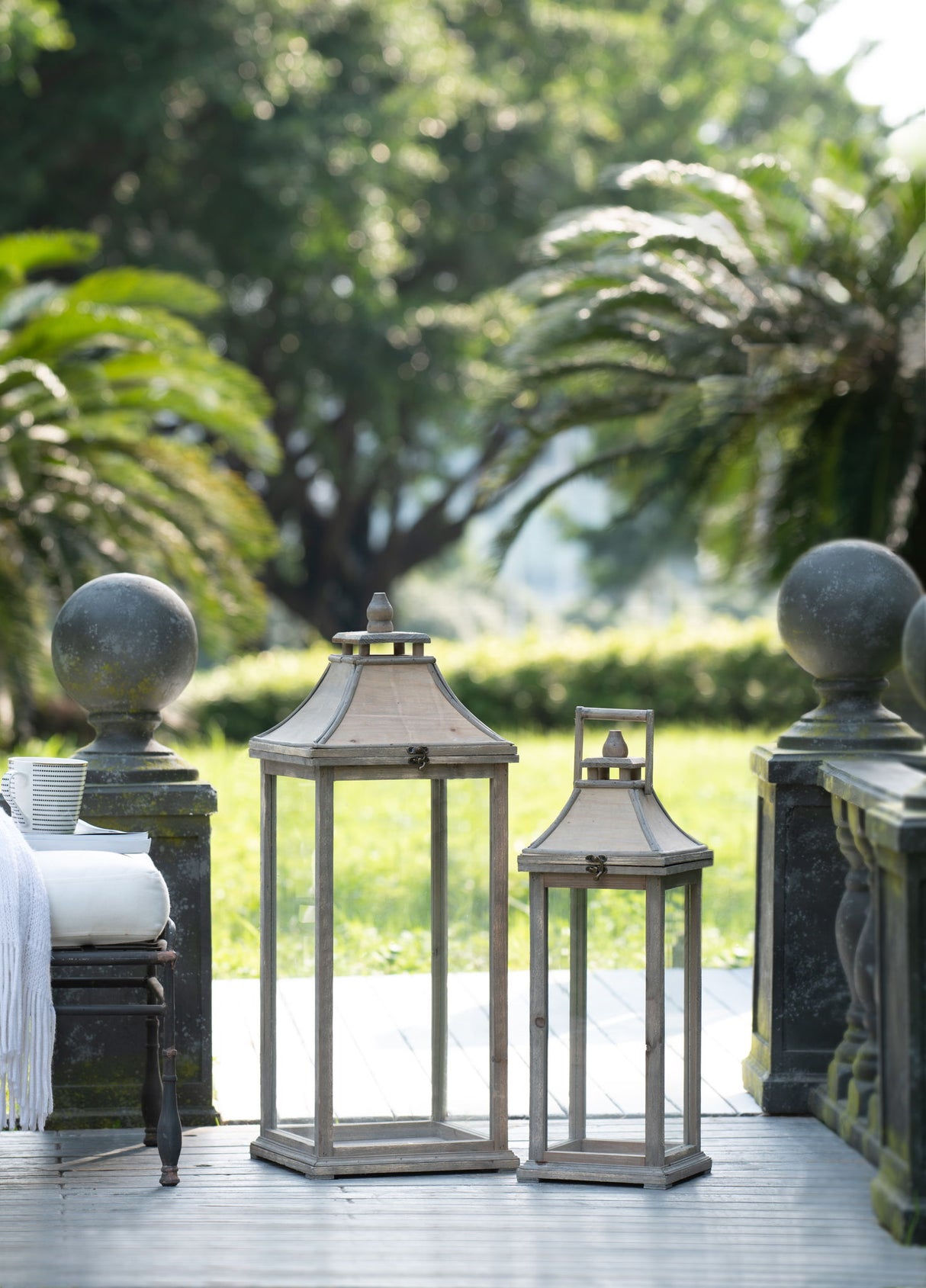 Candle Lantern Decorative, Hurricane Lantern Holder Decor For Indoor Outdoor, Home Garden Wedding - Ivory - Lanterns - Alpine Outlets