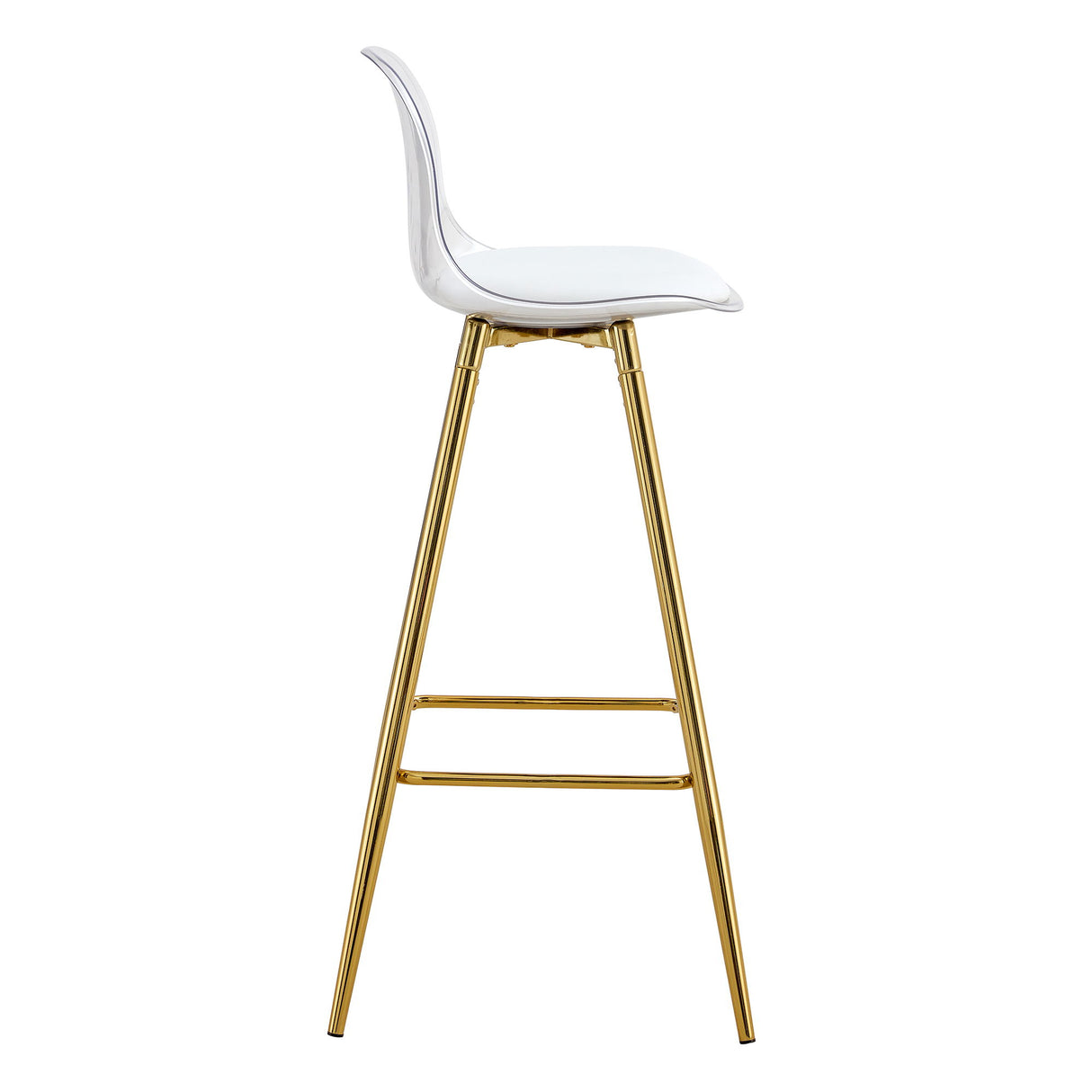 Stylish Upholstered Bar Chairs With Metal Legs For Dining Room Kitchen And Terrace - White / Gold