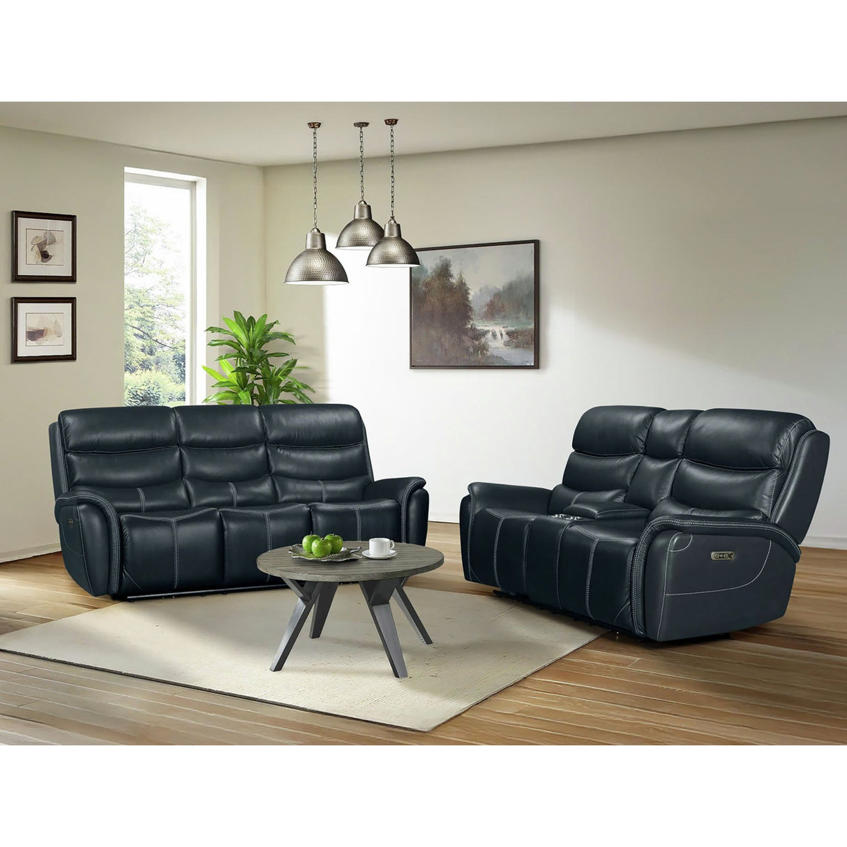 Aruba - 2 Piece Living Room Set (Sofa & Loveseat) - Pebble Navy