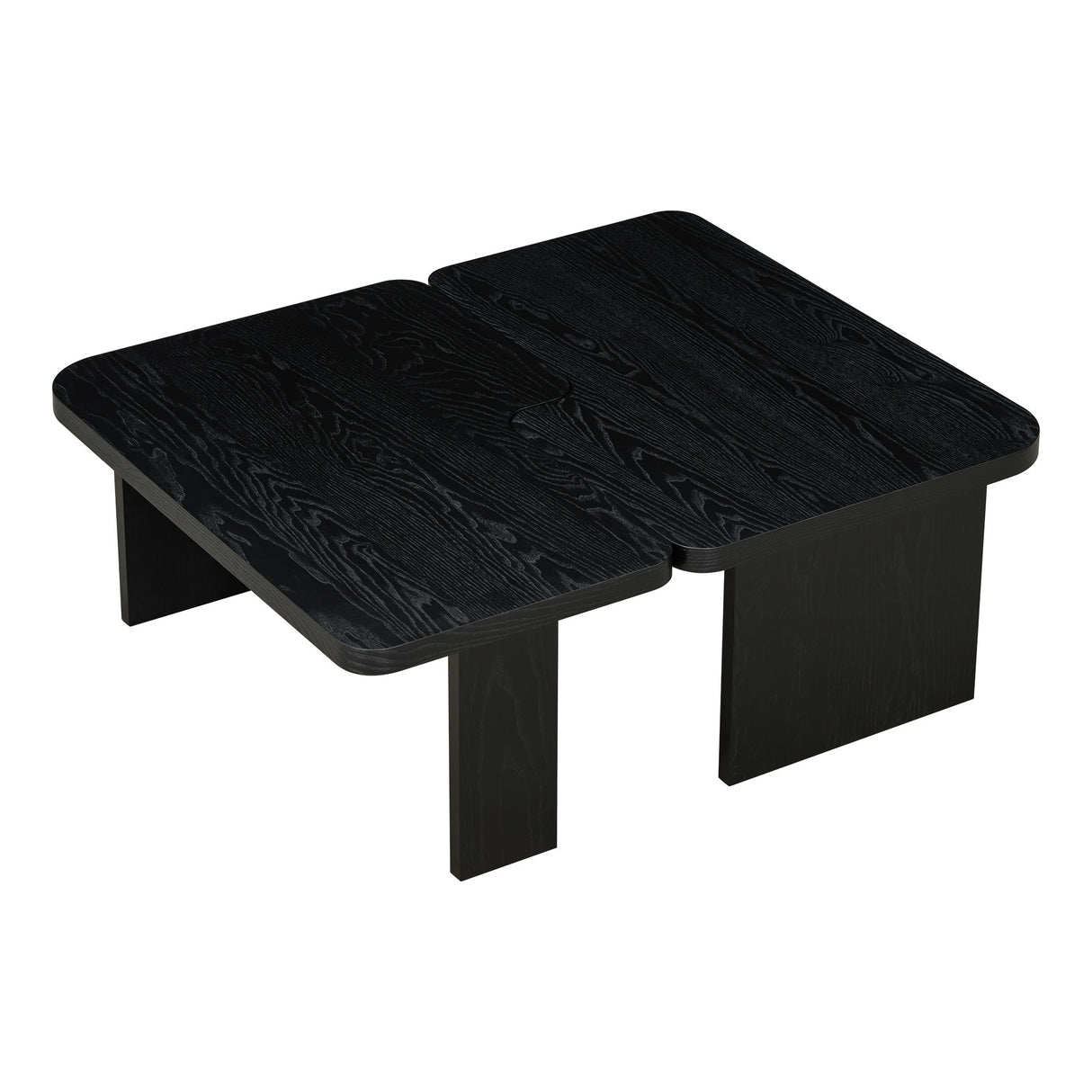 Modern Minimalist Coffee Table Set, Rectangle Coffee Table With Splicing Design, Multifunctional Combination Table For Living Room - Black