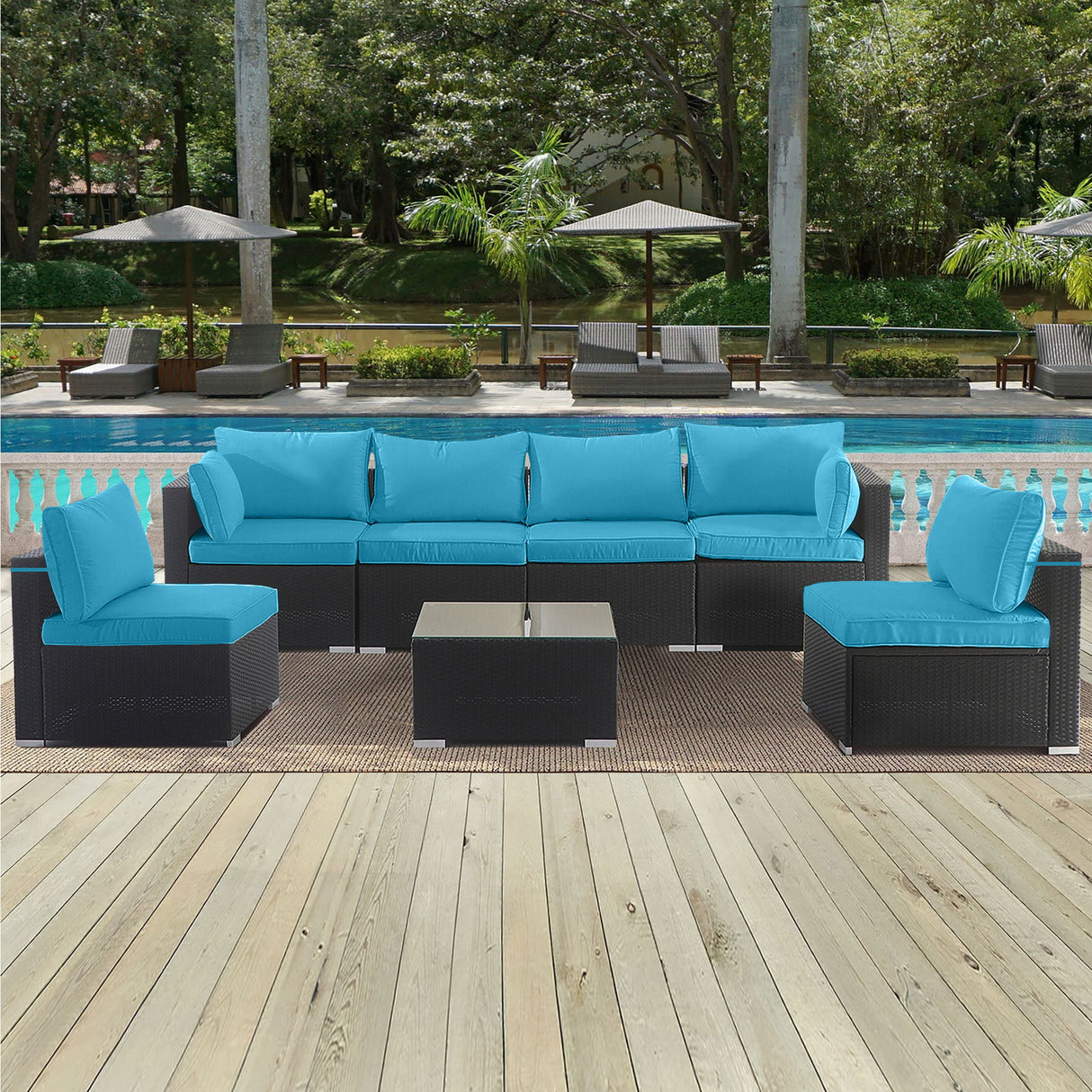 Outdoor Deep Seat Cushions For Patio Furniture Replacement, Cushion Set For Sectionals