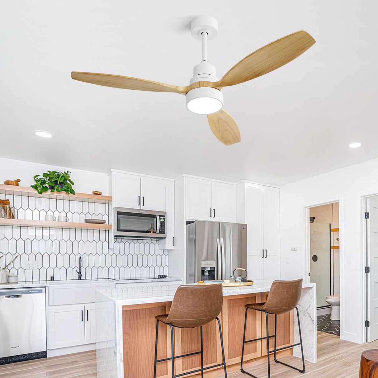 Indoor Ceiling Fan With Dimmable LED Light, 6 Speed Remote ControlLED DC Motor, Reversible Blades