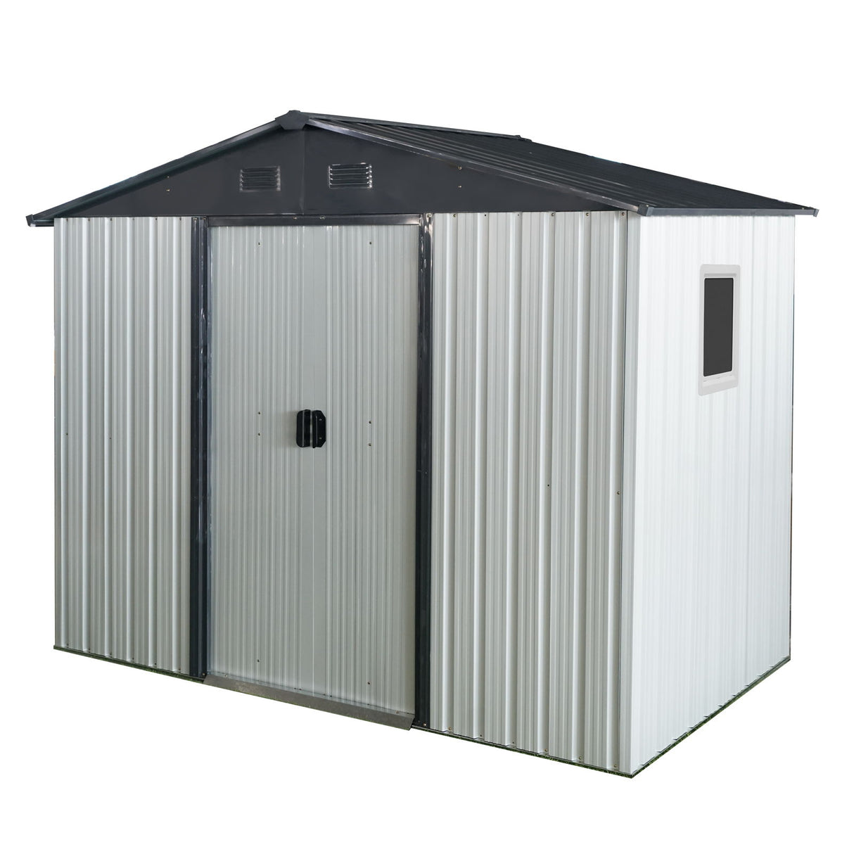 Outdoor Metal Storage Shed Garden Building with Window and Foundation 8x4ft
