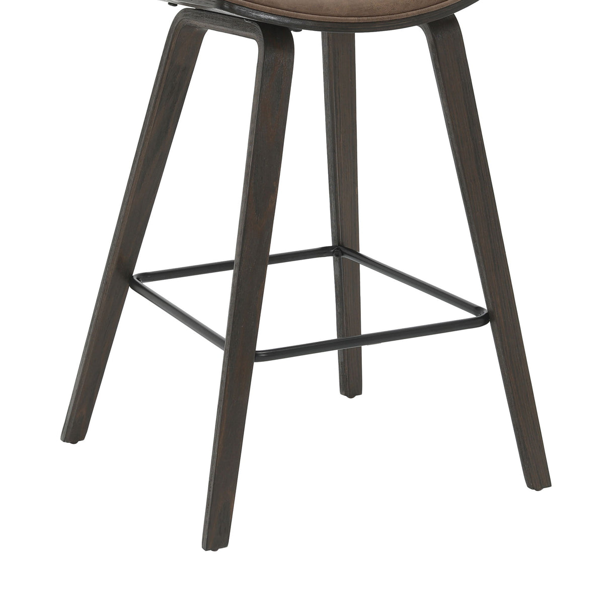 Fox - Counter Height Curved Back Wood Bar Stool With Faux Leather Seat