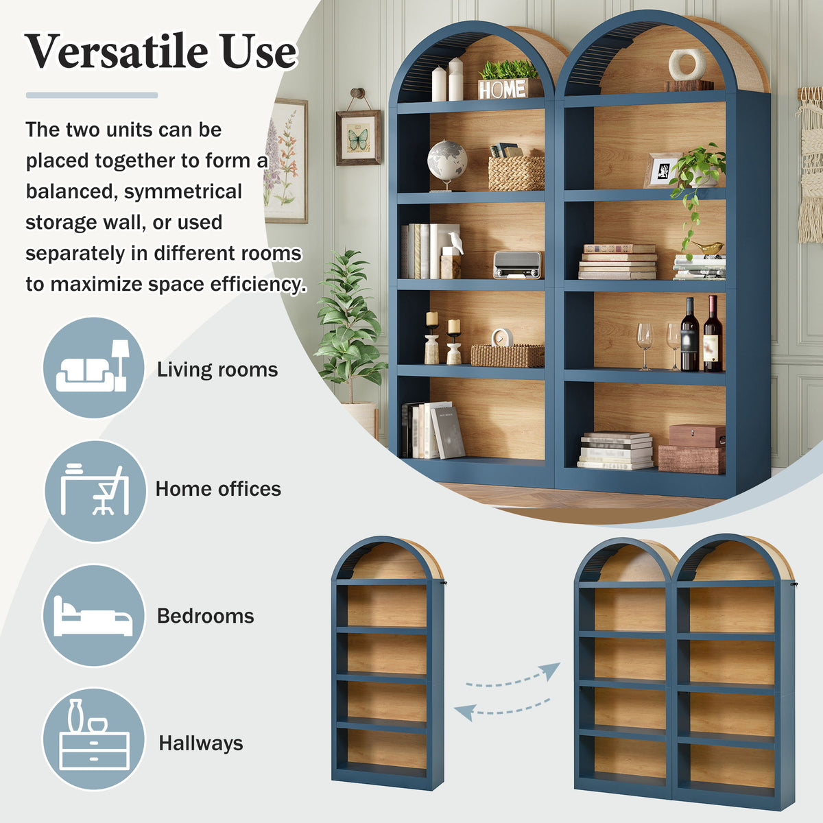 Freestanding Tall Bookshelves (Set of 2)