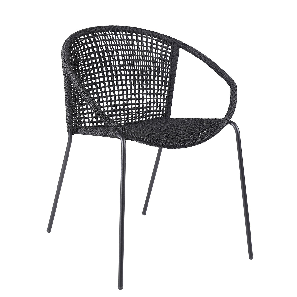 Sydney And Snack - 3 Piece Outdoor Patio 36" Dining Set - Black Eucalyptus Wood And Black Rope