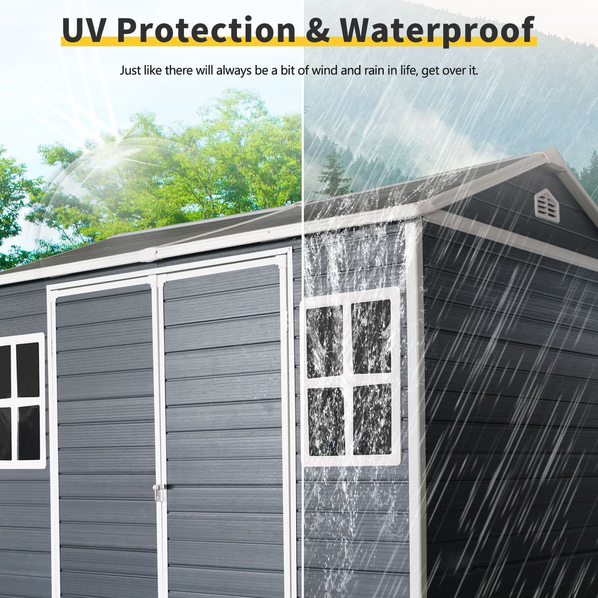 Resin Outdoor Storage Shed Garden Building Waterproof Heavy Duty 8x6.5ft