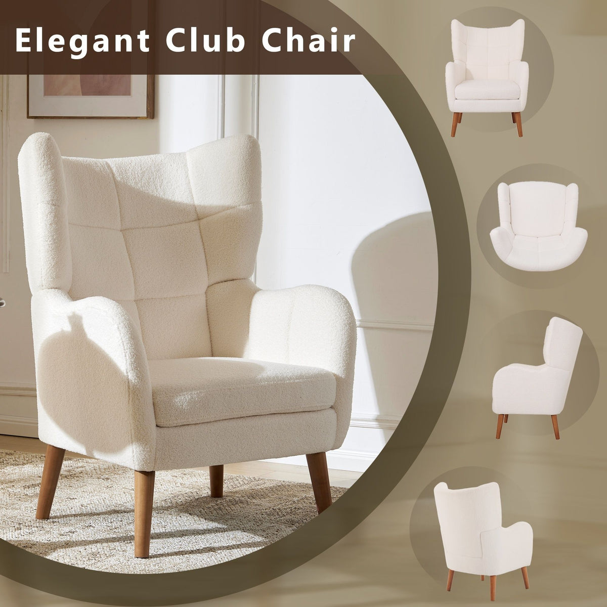 Accent Chair With Birch Wood Legs - White