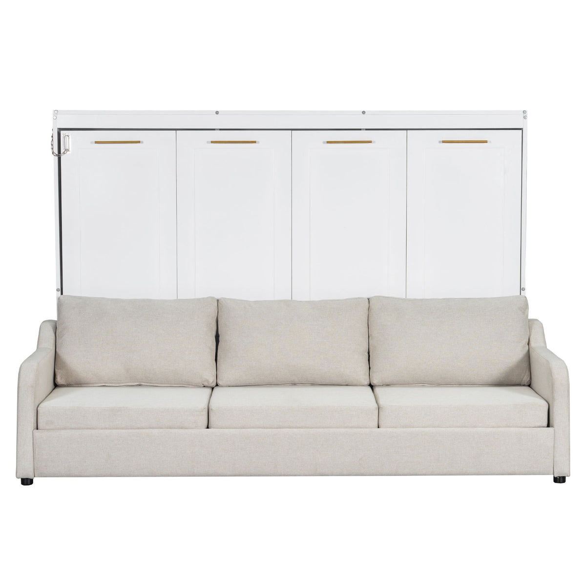 Murphy Cabinet Bed With Folding Sofa, Built In Storage Shelves And LED Light