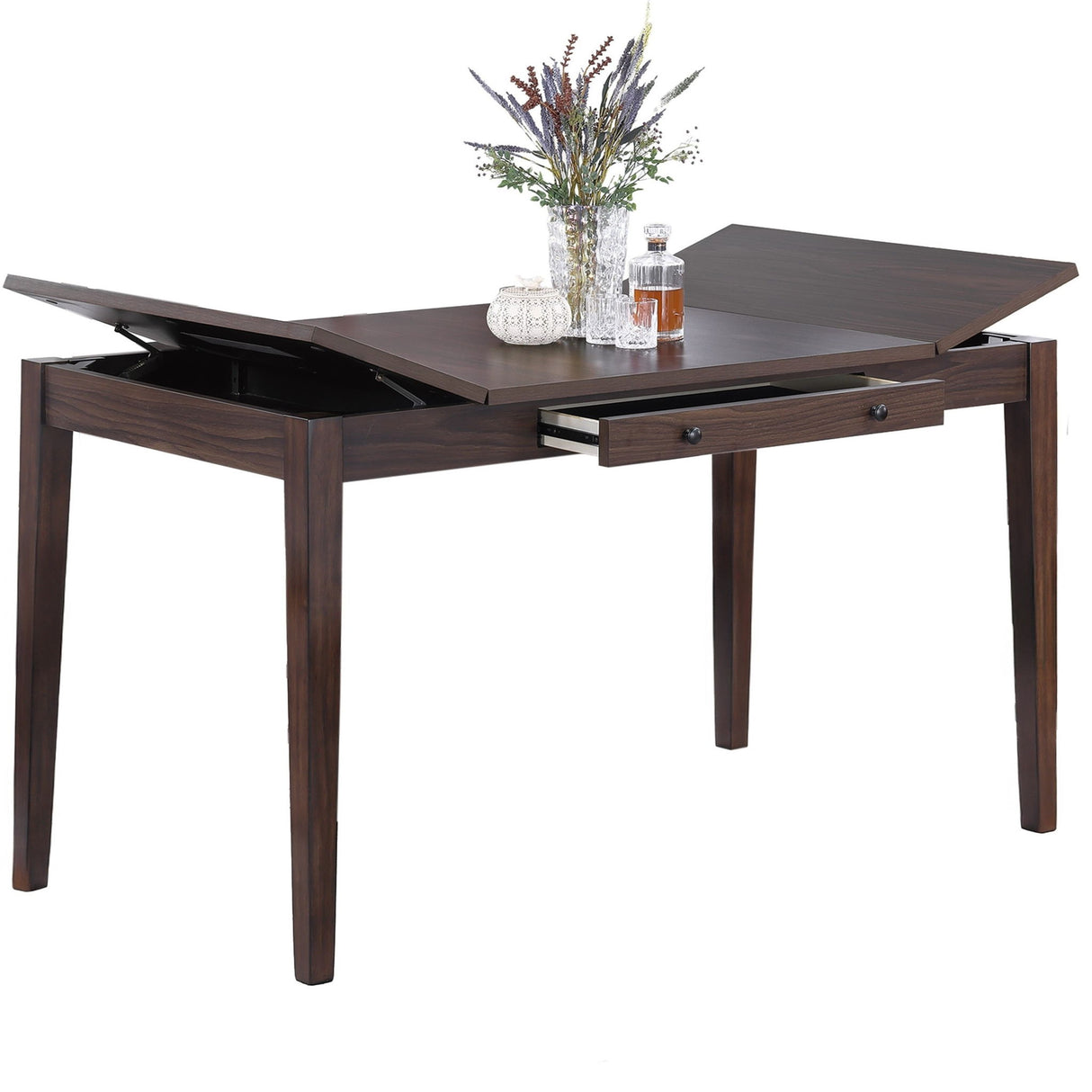 6 Piece Counter Height Dining Set Table With Storage Ladder Back Chairs And Bench - Walnut