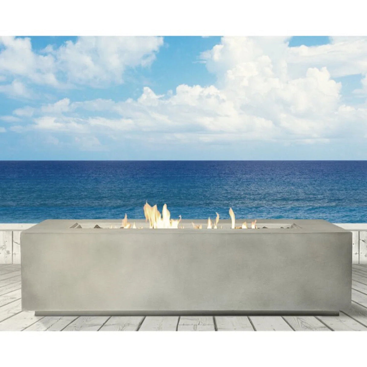 Fire Pit Table Outdoor Heater Dual Fuel Concrete Construction 42x15in